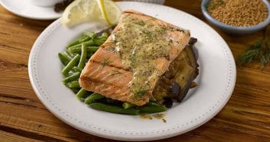 GRILLED SALMON WITH DILL MUSTARD SAUCE